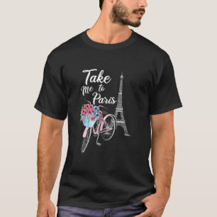 Breng me naar Paris France Floral Minimal Eiffel T T-shirt