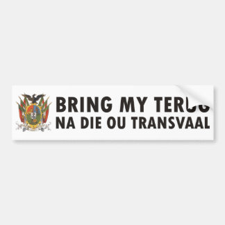 Breng mijn terug na die ou Transvaal Bumpersticker