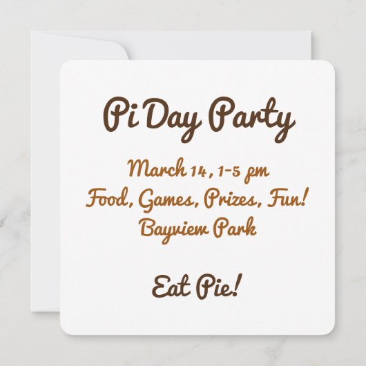 Breng PIE naar het Pi Day Party Kaart (Achterkant)