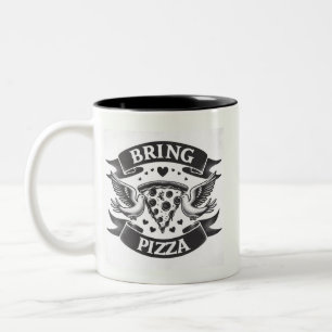 Breng Pizza Valentijns's grappige pizzaduifjes Tweekleurige Koffiemok