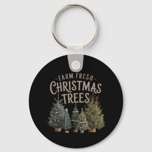 Breng thuis Boerderij frisse kerstbomen Sleutelhanger