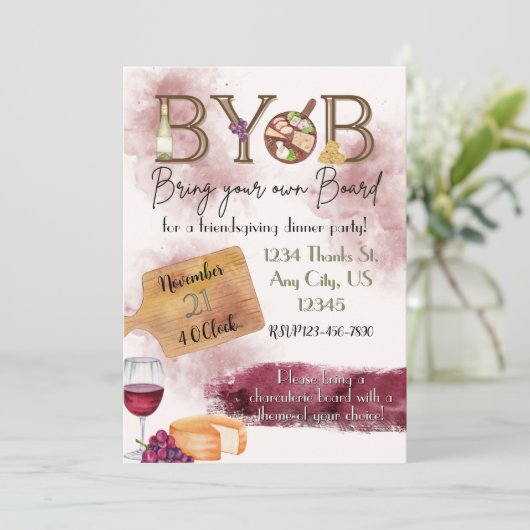 Breng uw eigen bord charcuterie party uitnodiging (Staand voorkant)