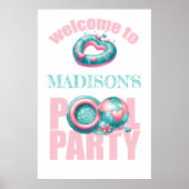 Breng uw eigen Pool Party Roze Welkomstbord Poster (Voorkant)