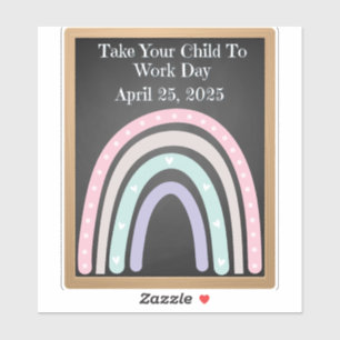 Breng uw kind naar de werkdag 2025 Boho Chalkboar Sticker