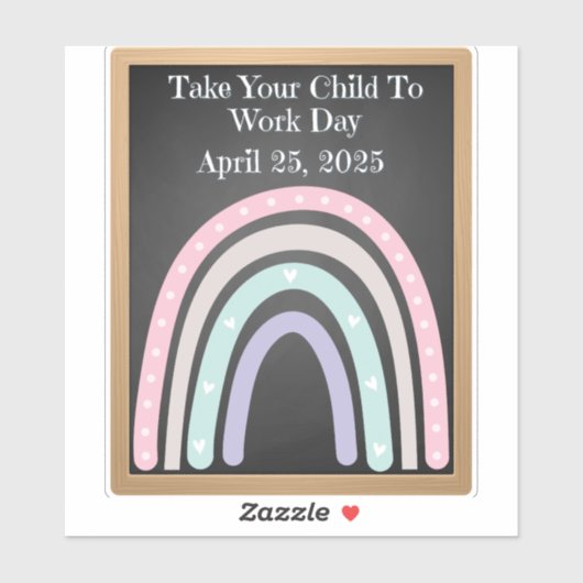 Breng uw kind naar de werkdag 2025 Boho Chalkboar Sticker (Vel)