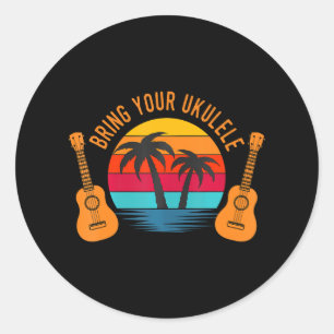 Breng uw Ukulele Retro  Hawaiian Ronde Sticker