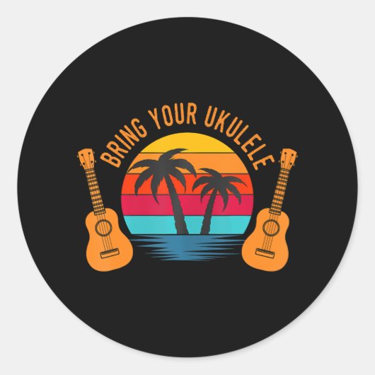 Breng uw Ukulele Retro  Hawaiian Ronde Sticker (Voorkant)