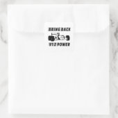Breng V12-netvoeding met Silhouette terug Vierkante Sticker (Tas)