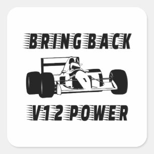 Breng V12-netvoeding met Silhouette terug Vierkante Sticker