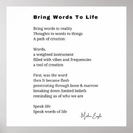 Breng woorden tot leven Gedicht Wall Art poster De