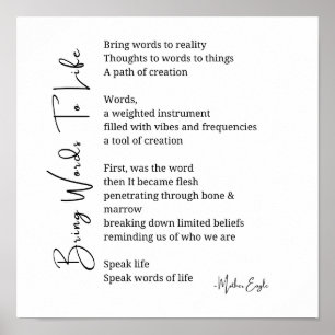 Breng woorden tot leven Gedicht Wall Art poster De