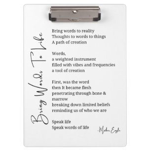 Breng woorden tot leven Gedicht Wall Art poster De Klembord