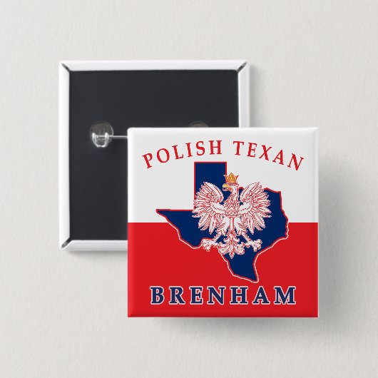 Brenham Pools Texan Vierkante Button 5,1 Cm (Voorkant /achterkant)
