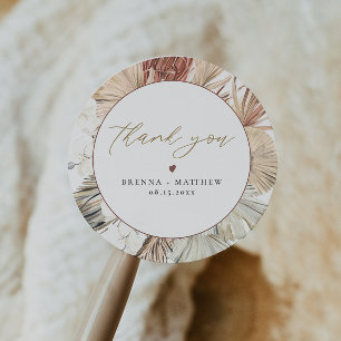 BRENNA Bohemian Terracotta Dry Palm Boho Round Ronde Sticker