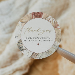 BRENNA Bohemian Terracotta Dry Palm Small Business Ronde Sticker