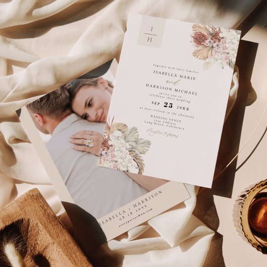 BRENNA Bohemian Tropical Palm Earth Tone Weddensch Kaart