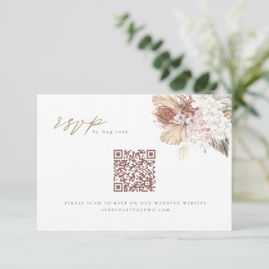 BRENNA Bohemian Tropical Palm QR Code Weddenschap  Kaart (Staand voorkant)