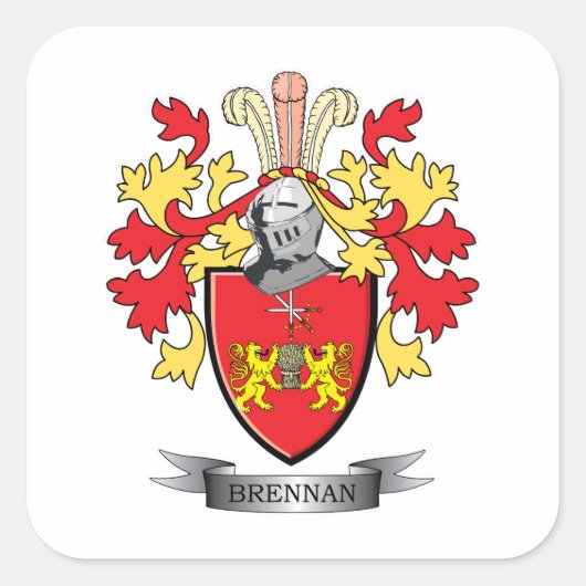 Brennan Coat of Arms Vierkante Sticker (Voorkant)
