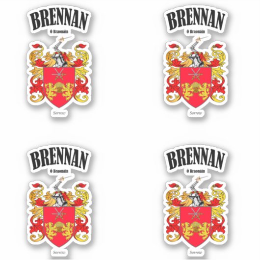Brennan Crest Iers Vertaling & Betekenis (x4) Sticker (Voorkant)