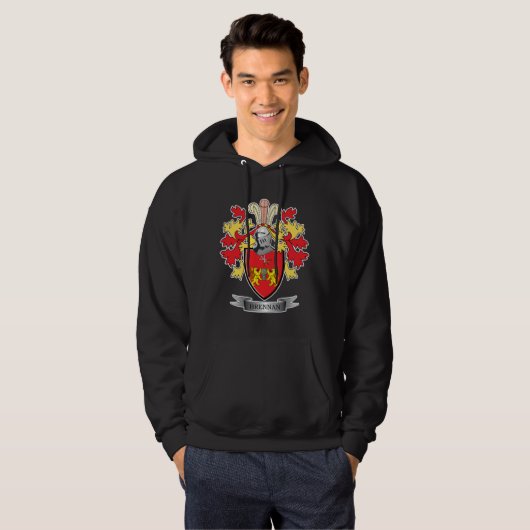 Brennan Family Crest Coat of Arms Hoodie (Voorkant volledig)