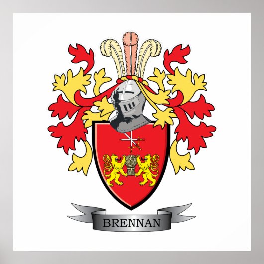 Brennan Family Crest Coat of Arms Poster (Voorkant)