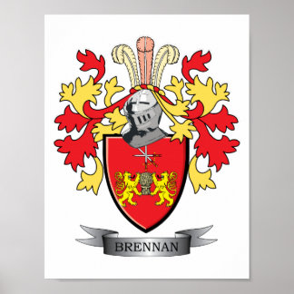 Brennan Family Crest Coat of Arms Poster