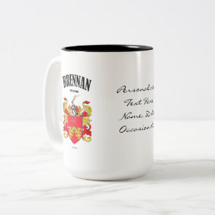 Brennan Family Crest, Vertaling & Betekenis Tweekleurige Koffiemok