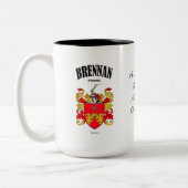 Brennan Family Crest, Vertaling & Betekenis Tweekleurige Koffiemok (Links)