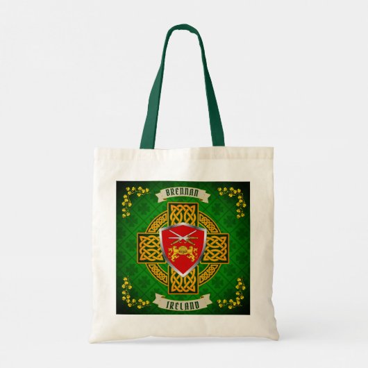 Brennan Irish Shield & Celtic Cross op maat Tote Bag (Achterkant)