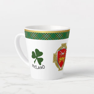 Brennan Irish Shield & Tartan gepersonaliseerd Latte Mok