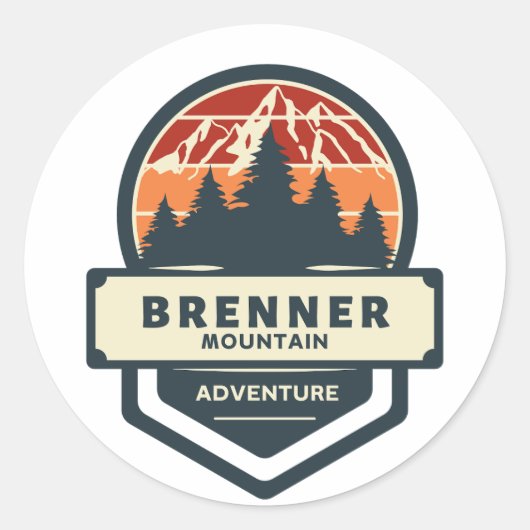 Brenner bergtop klimmen en wandelen ronde sticker (Voorkant)