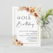 Brent Oranje Boho Pampas Grass Gold Lijst Birthday Kaart (Staand voorkant)