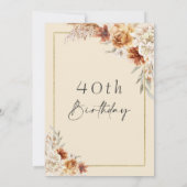 Brent Oranje Boho Pampas Grass Gold Lijst Birthday Kaart (Achterkant)