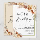 Brent Oranje Boho Pampas Grass Gold Lijst Birthday Kaart (Voorkant / Achterkant)