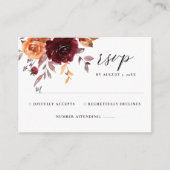 Brent Oranje Bourgogne Floral Rust Wedding RSVP En Informatiekaartje (Voorkant)