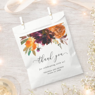 Brent Oranje Bourgogne Herfst Floral Rustic Weddin Bedankzakje