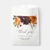 Brent Oranje Bourgogne Herfst Floral Rustic Weddin Bedankzakje (Voorkant)