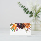 Brent Oranje Bourgogne Herfst Floral Rustic Weddin Plaatskaartje (Staand voorkant)