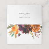 Brent Oranje Bourgogne Herfst Floral Rustic Weddin Plaatskaartje (Buitenkant ongevouwen)