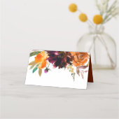Brent Oranje Bourgogne Herfst Floral Rustic Weddin Plaatskaartje (Voorkant)