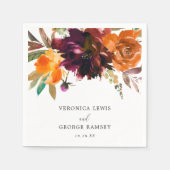 Brent Oranje Bourgogne Herfst Floral Rustic Weddin Servet (Voorkant)