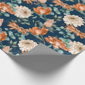 Brent Oranje Floral Greenery Pattern Cadeaupapier (Hoek)