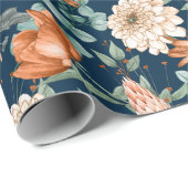 Brent Oranje Floral Greenery Pattern Cadeaupapier (Rol Hoek)