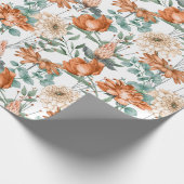 Brent Oranje Floral Greenery Pattern Cadeaupapier (Hoek)
