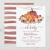 Brent Oranje pompoen Rustic Floral Baby shower Kaart (Voorkant / Achterkant)