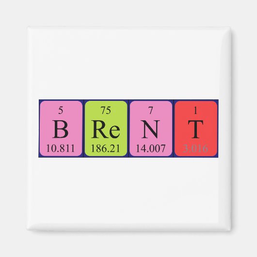 Brent periodieke lijstnaam magnet (Voorkant)