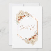 Brent Sinaasappel Boho Floral Sweet 16 Birthday Kaart (Achterkant)