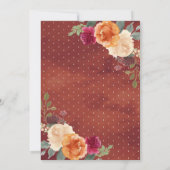 Brent Sinaasappel en Bourgogne Floral Pumpkin Wedd Kaart (Achterkant)