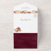 Brent Sinaasappel Floral Burgundy Pumpkin Baby sho All In One Uitnodiging (Buitenkant)