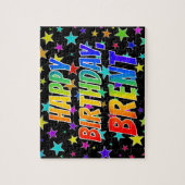 "BRENT" voornaam, geun "HAPPY BIRTHDAY" Legpuzzel (Verticaal)